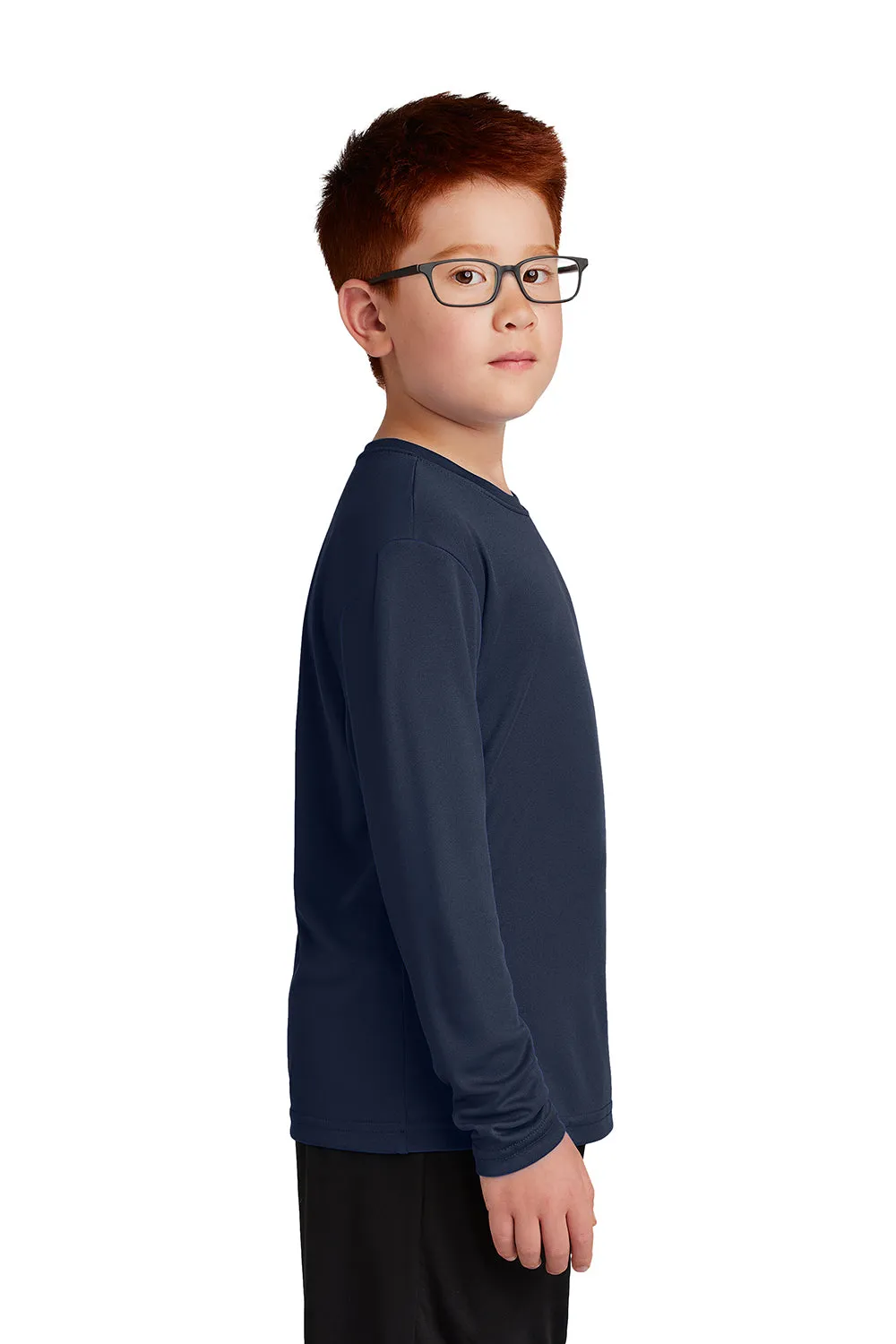 Sport-Tek Youth Competitor Moisture Wicking Long Sleeve Crewneck T-Shirt - True Navy Blue