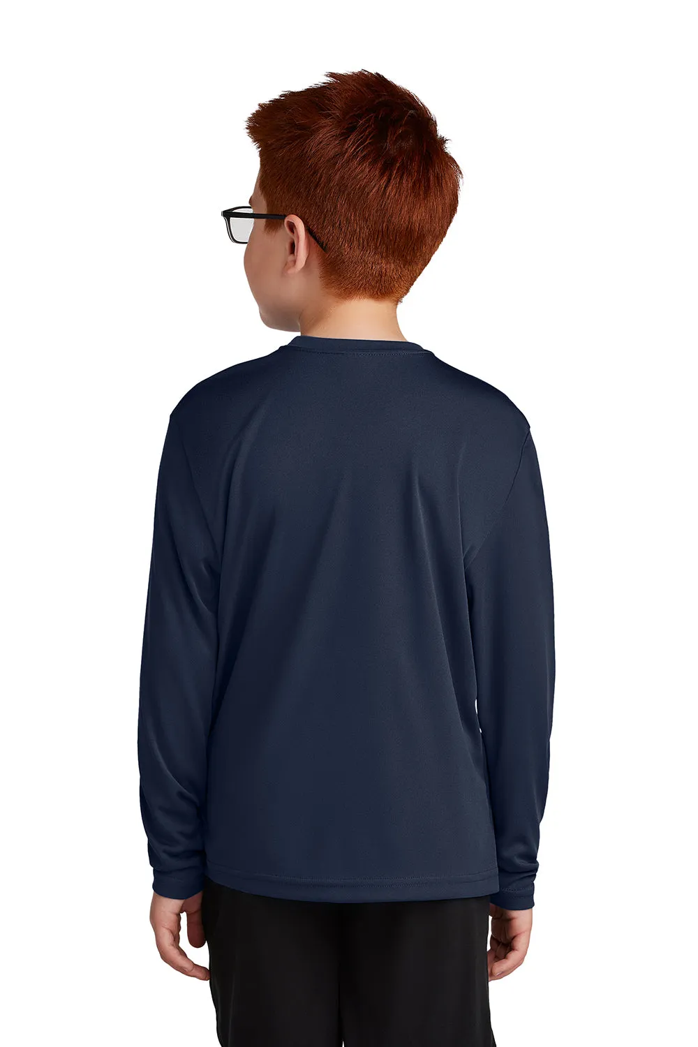 Sport-Tek Youth Competitor Moisture Wicking Long Sleeve Crewneck T-Shirt - True Navy Blue