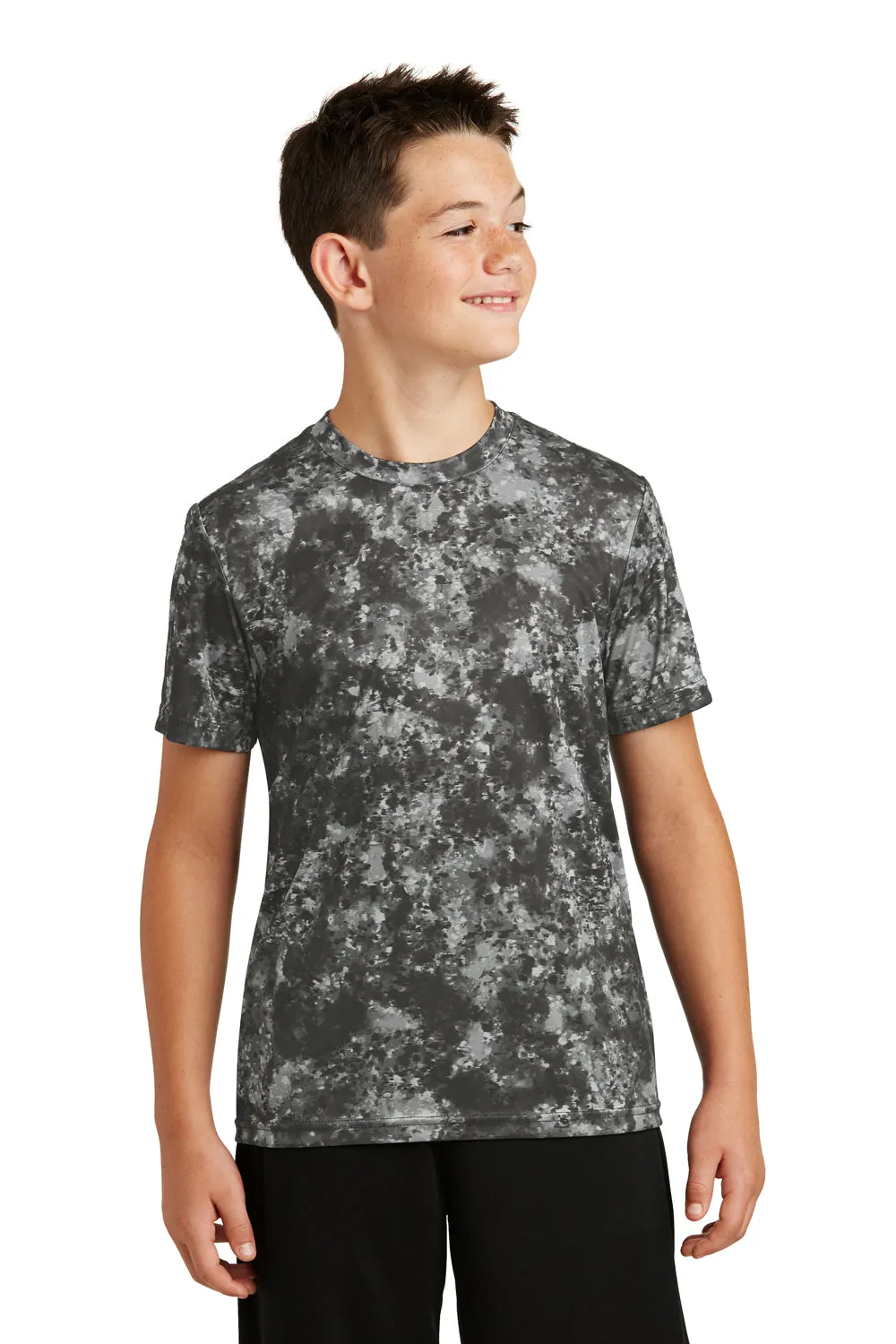 Sport-Tek Youth Mineral Freeze Moisture Wicking Short Sleeve Crewneck T-Shirt - Black - Closeout
