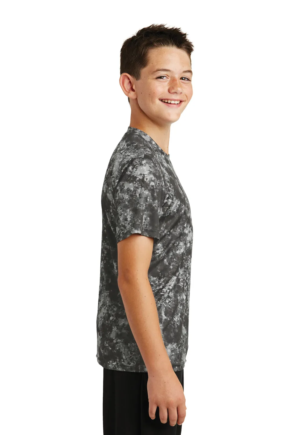 Sport-Tek Youth Mineral Freeze Moisture Wicking Short Sleeve Crewneck T-Shirt - Black - Closeout