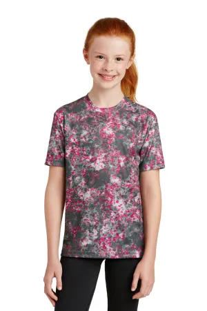 Sport-Tek Youth Mineral Freeze Moisture Wicking Short Sleeve Crewneck T-Shirt - Raspberry Pink - Closeout