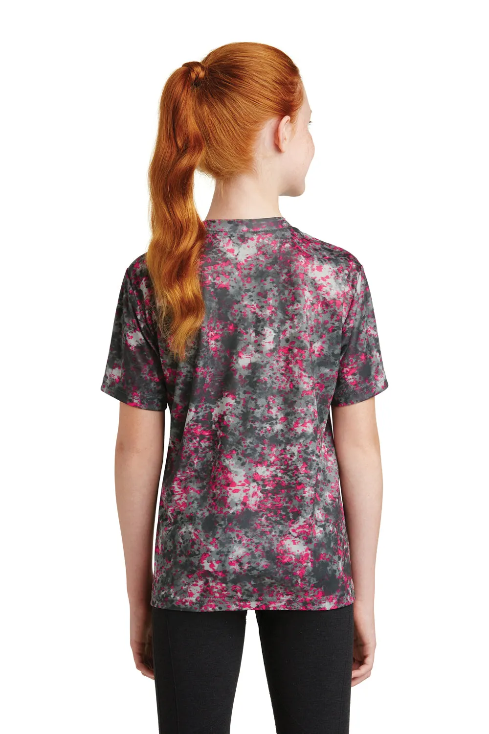 Sport-Tek Youth Mineral Freeze Moisture Wicking Short Sleeve Crewneck T-Shirt - Raspberry Pink - Closeout