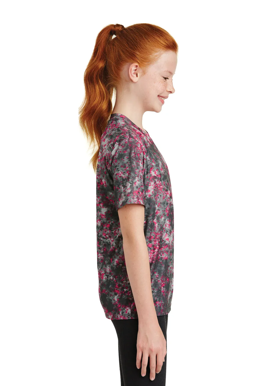 Sport-Tek Youth Mineral Freeze Moisture Wicking Short Sleeve Crewneck T-Shirt - Raspberry Pink - Closeout