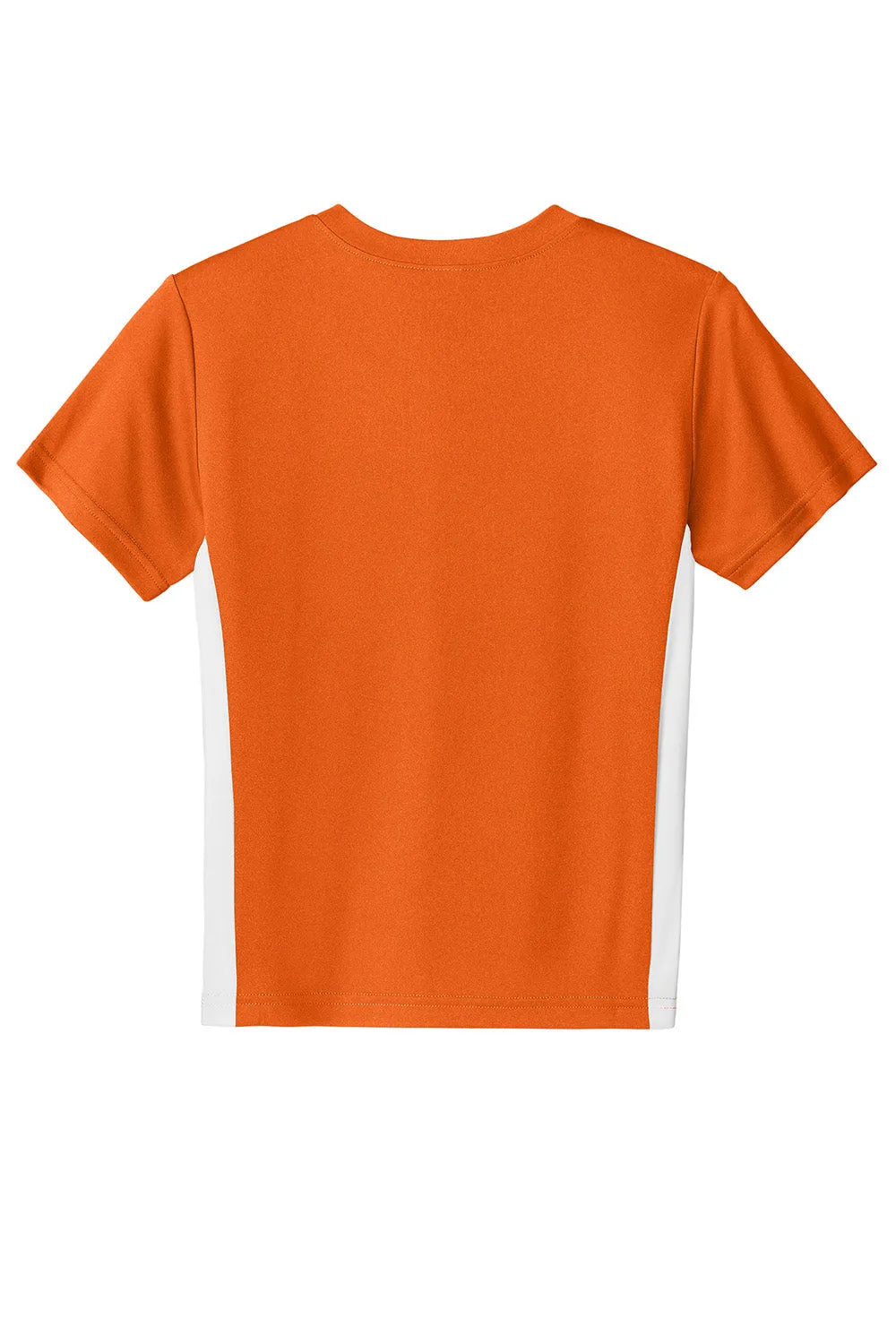 Sport-Tek Youth Moisture Wicking Competitor United Short Sleeve V-Neck T-Shirt - Deep Orange/White