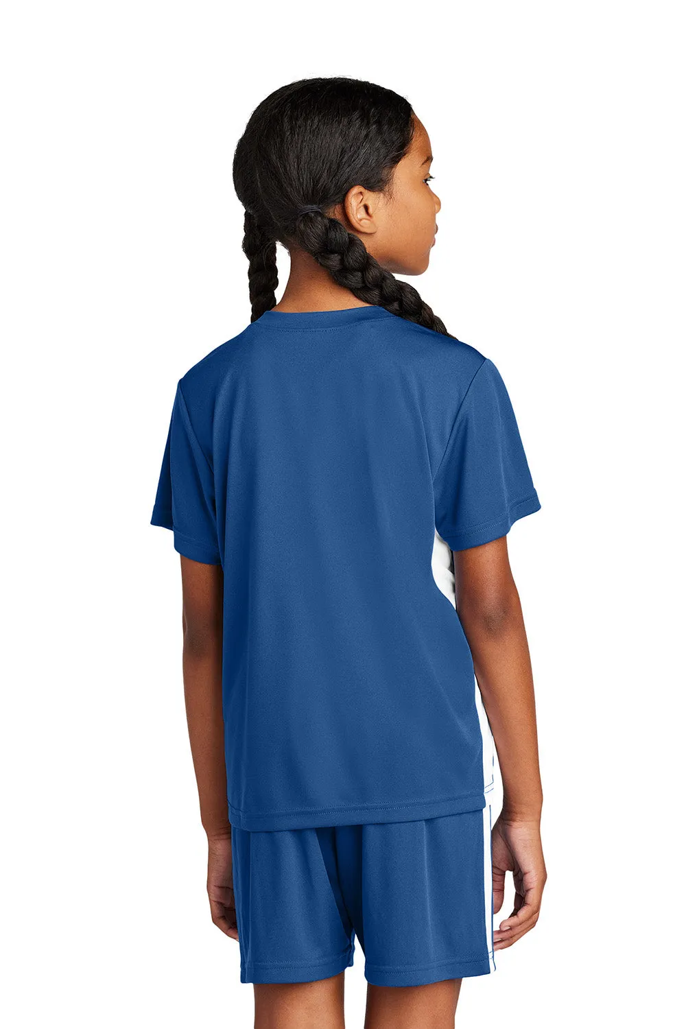 Sport-Tek Youth Moisture Wicking Competitor United Short Sleeve V-Neck T-Shirt - Royal Blue/White
