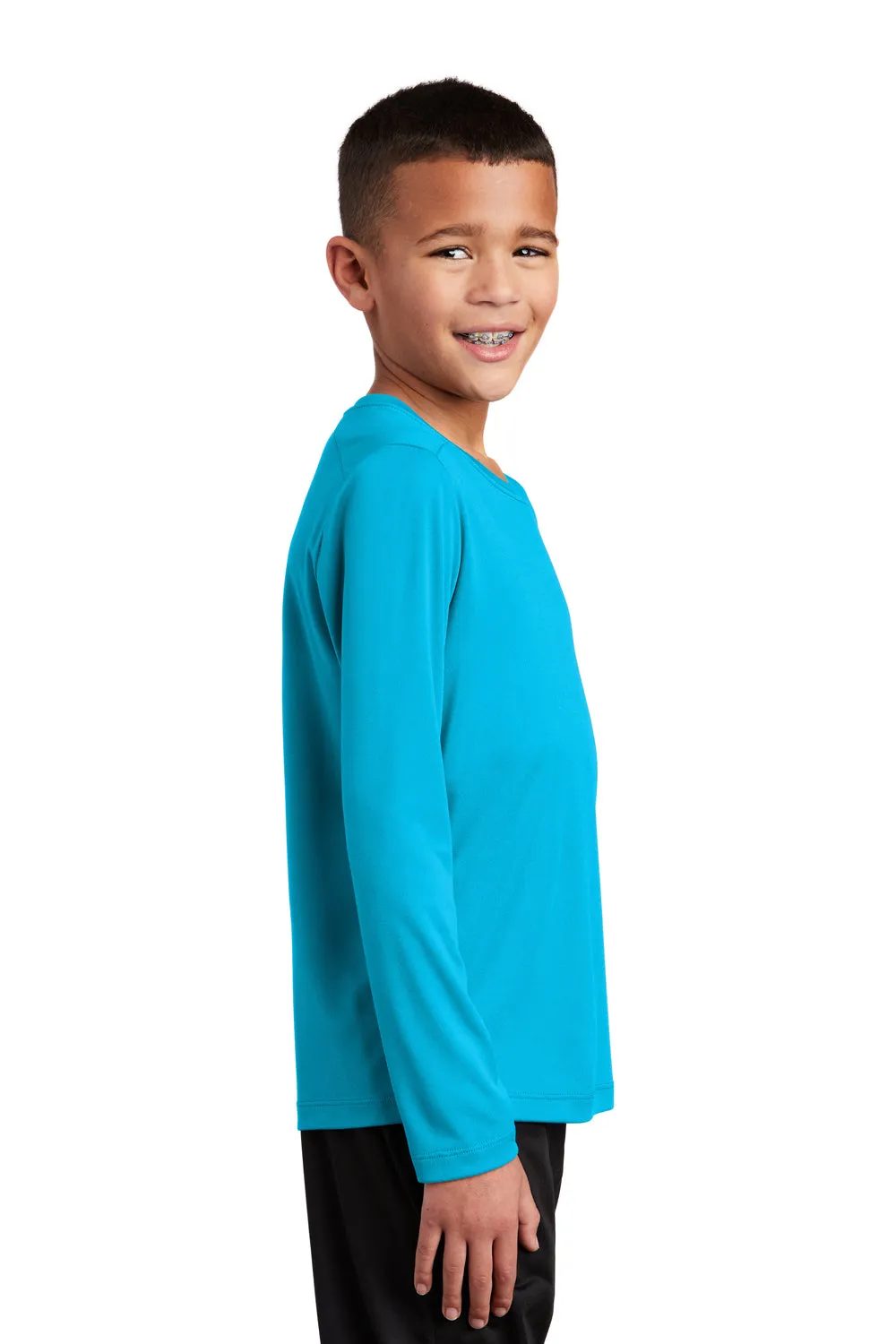 Sport-Tek Youth Moisture Wicking Long Sleeve Crewneck T-Shirt - Sapphire Blue