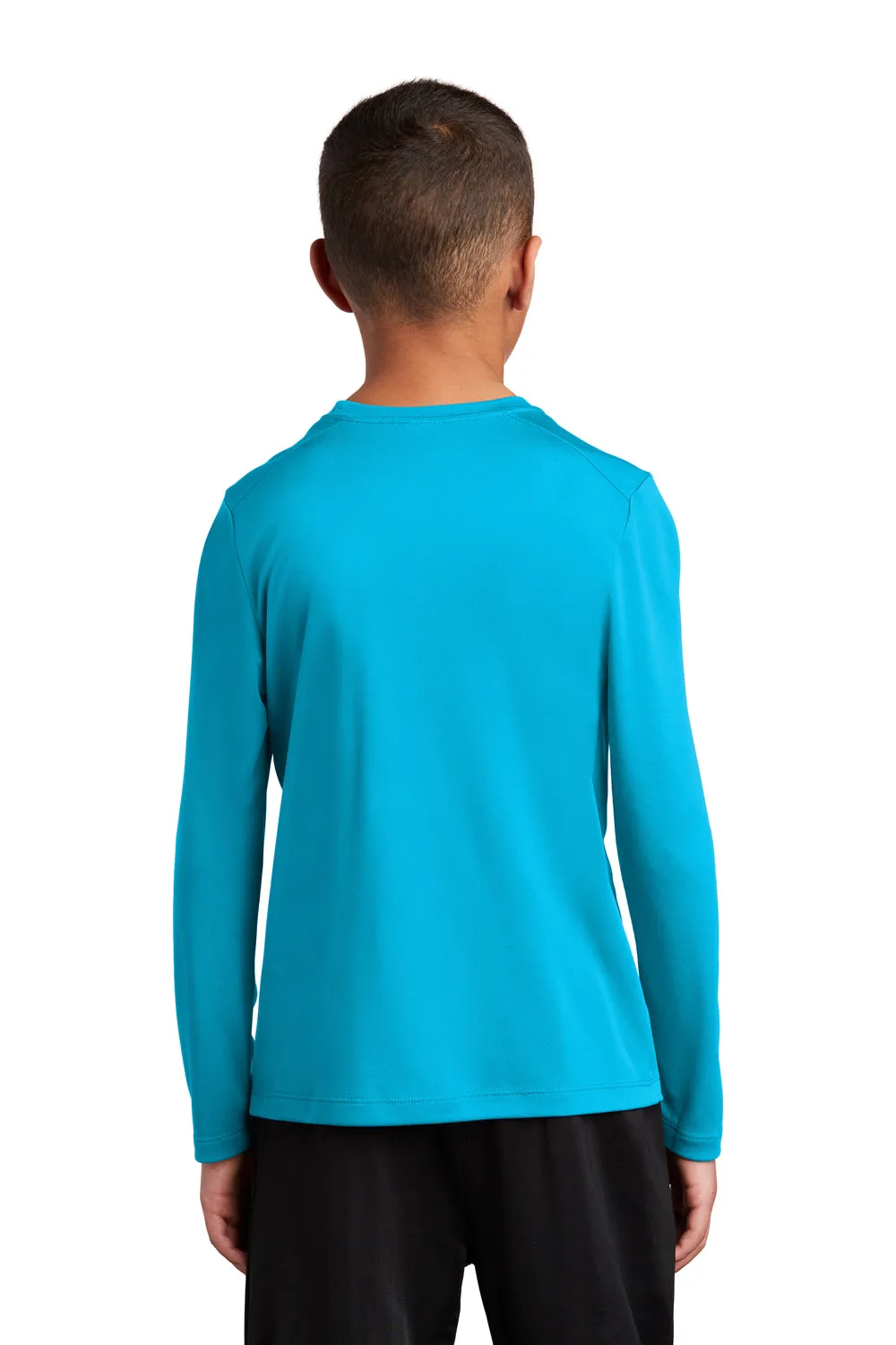 Sport-Tek Youth Moisture Wicking Long Sleeve Crewneck T-Shirt - Sapphire Blue