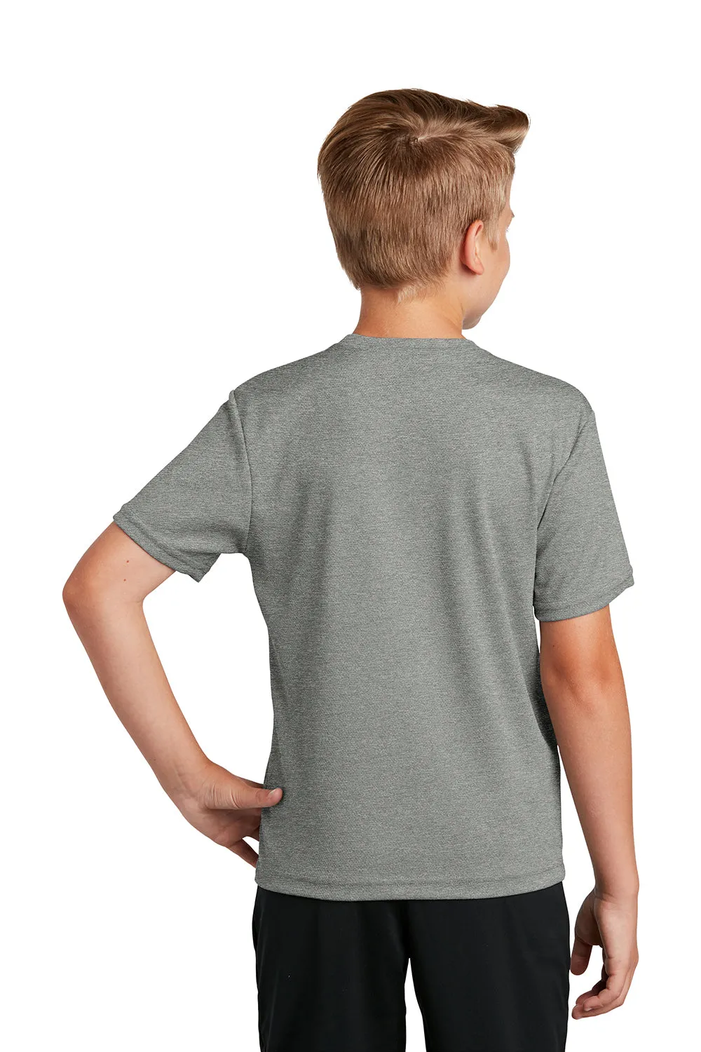 Sport-Tek Youth RacerMesh Moisture Wicking Short Sleeve Crewneck T-Shirt - Heather Grey