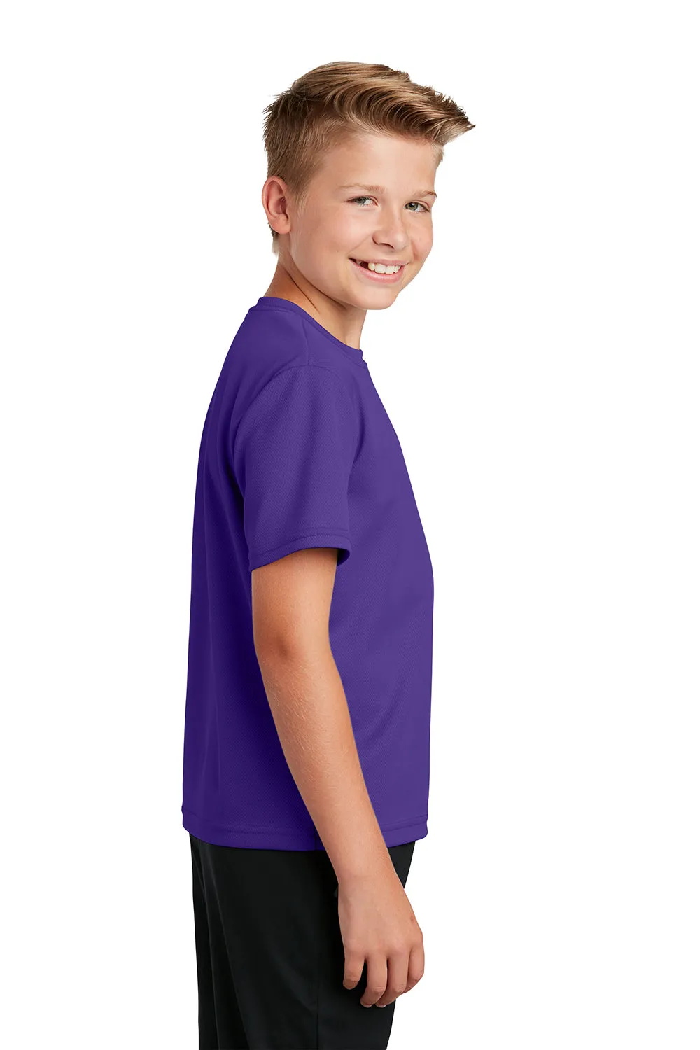 Sport-Tek Youth RacerMesh Moisture Wicking Short Sleeve Crewneck T-Shirt - Purple - Closeout