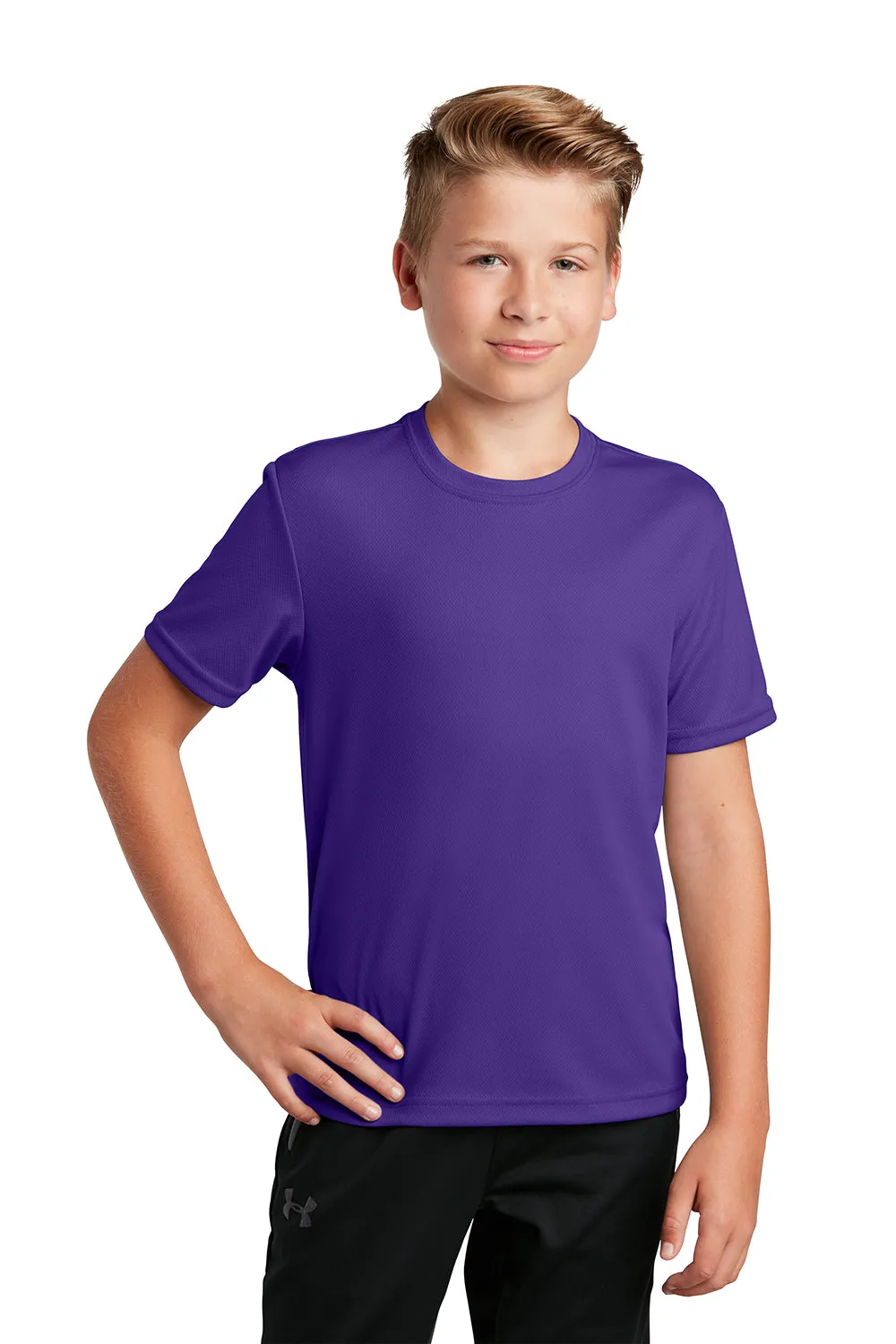 Sport-Tek Youth RacerMesh Moisture Wicking Short Sleeve Crewneck T-Shirt - Purple - Closeout