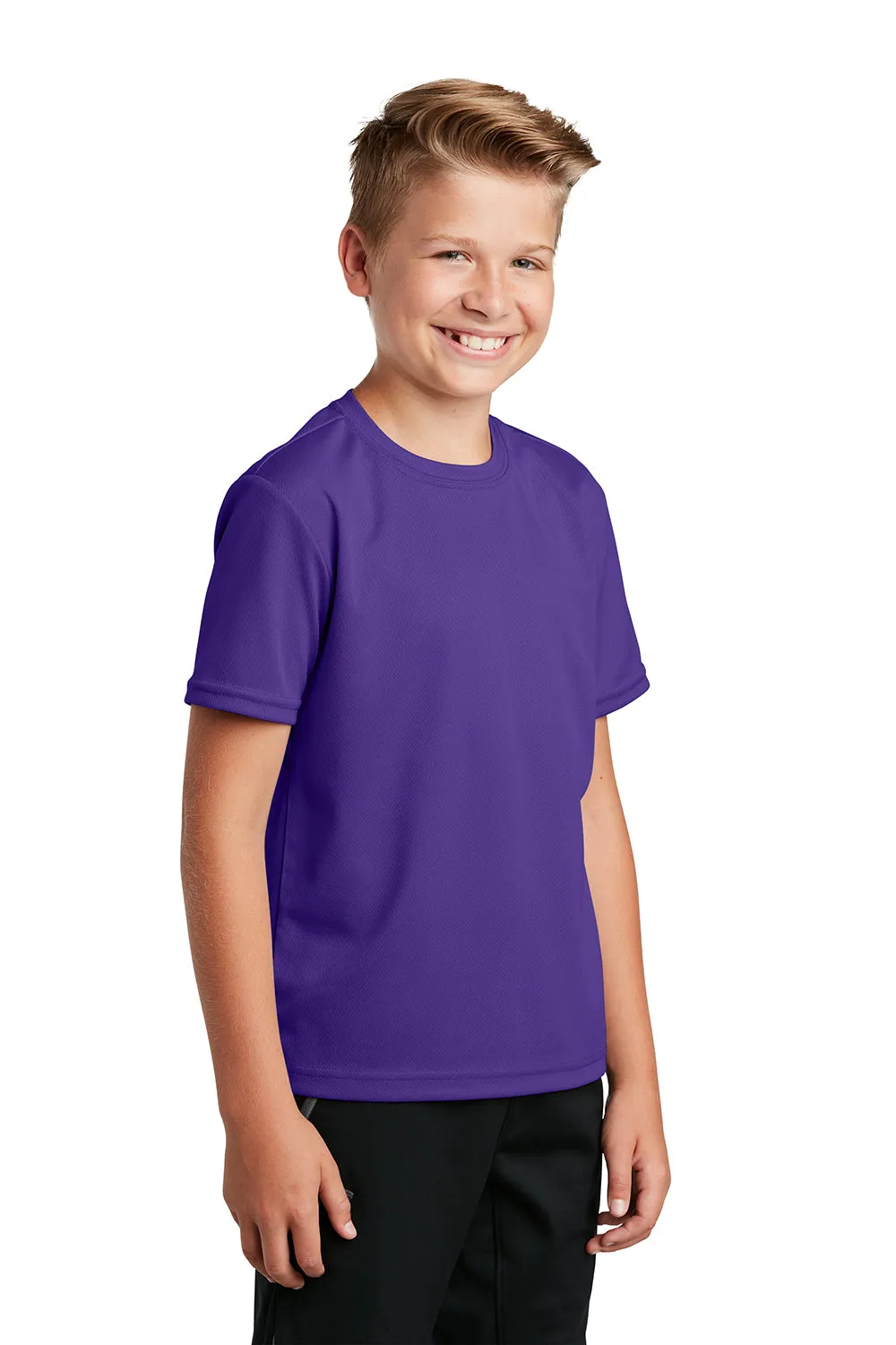 Sport-Tek Youth RacerMesh Moisture Wicking Short Sleeve Crewneck T-Shirt - Purple - Closeout