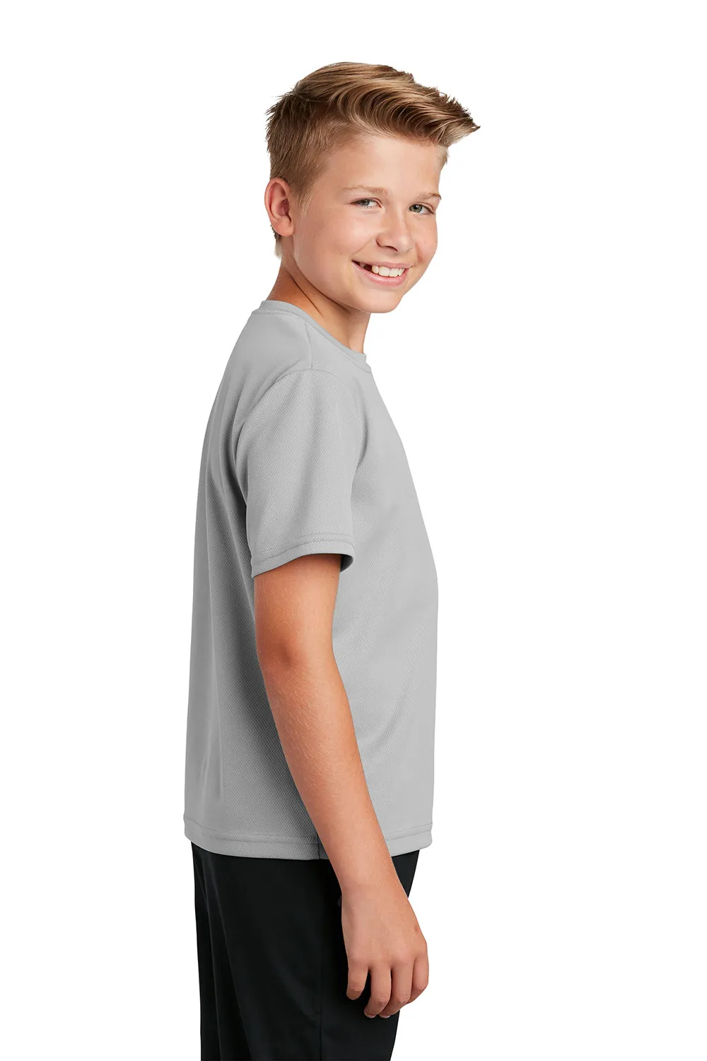 Sport-Tek Youth RacerMesh Moisture Wicking Short Sleeve Crewneck T-Shirt - Silver Grey