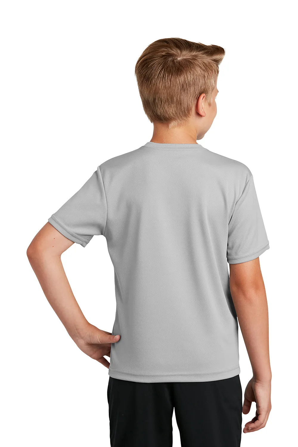 Sport-Tek Youth RacerMesh Moisture Wicking Short Sleeve Crewneck T-Shirt - Silver Grey