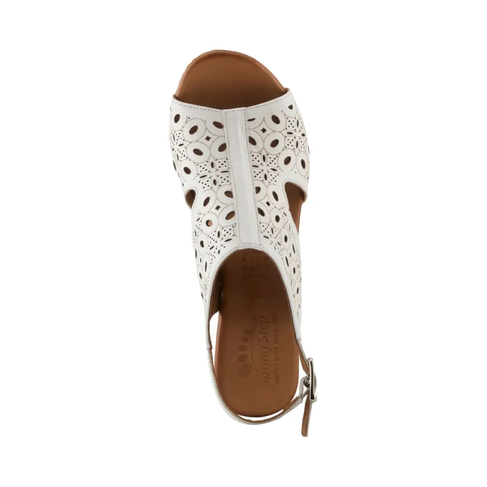 Spring Step Women's Kovach Heeled Sandal in White