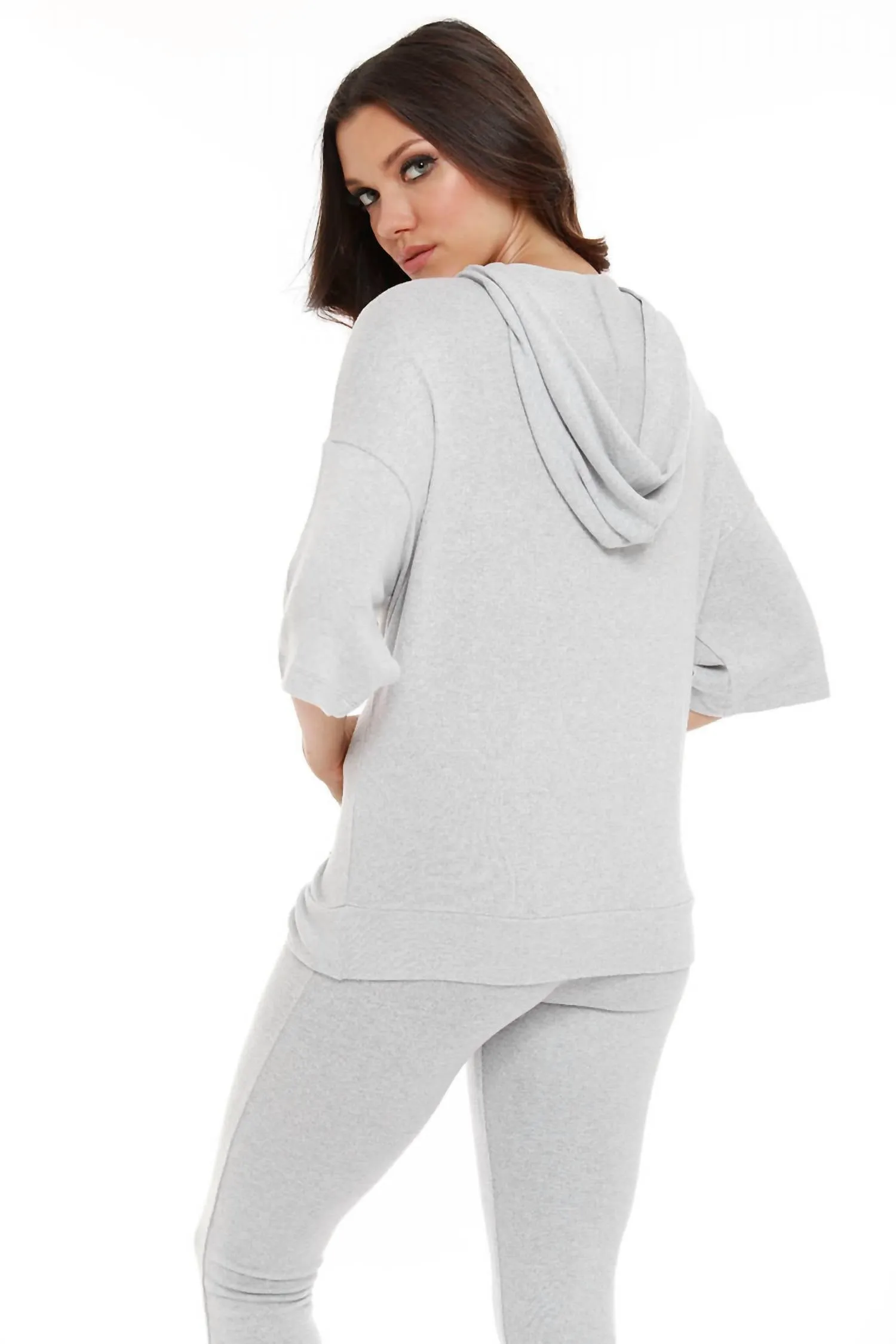Stella Kashmira Short Sleeve Hoodie In Gray