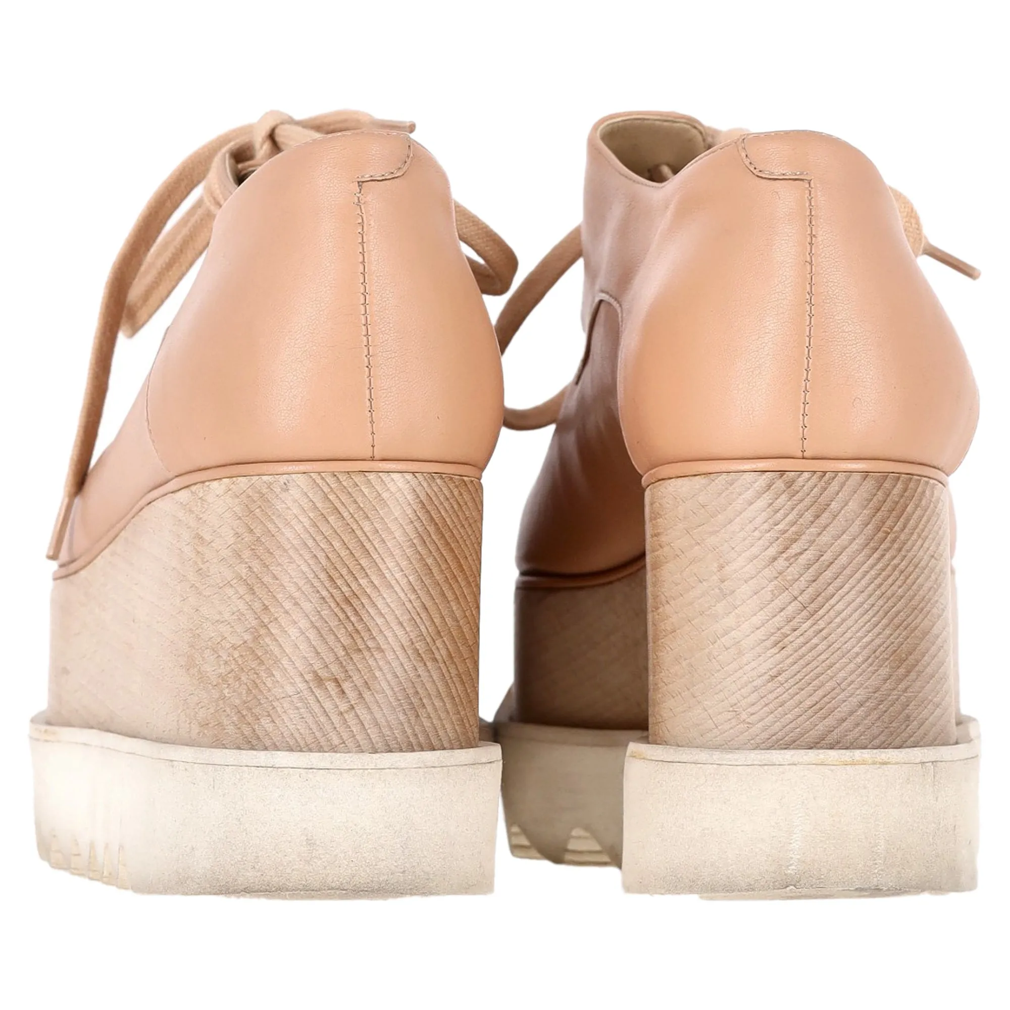 Stella Mccartney Elyse Lace-Up Platform Shoes in Nude Leather