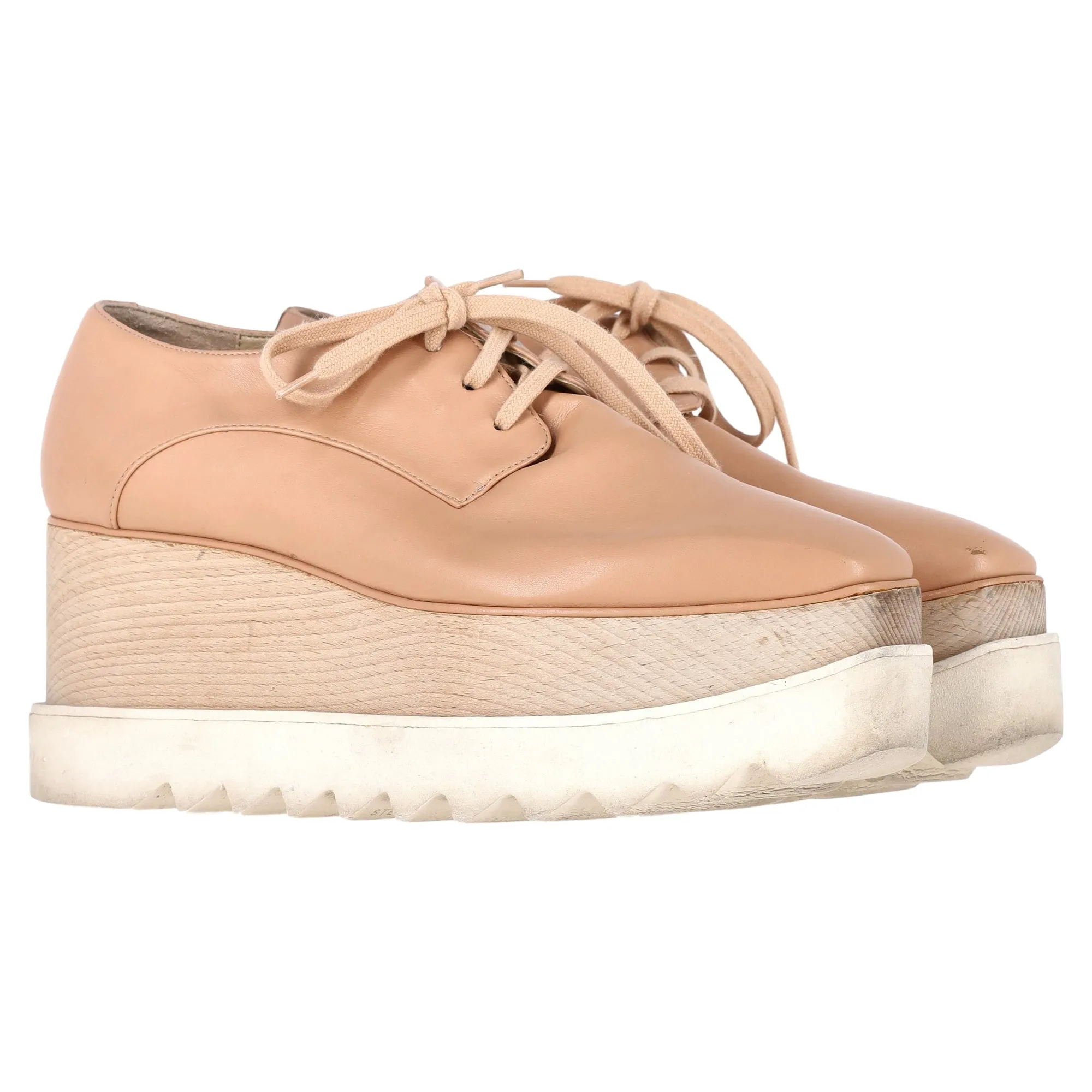 Stella Mccartney Elyse Lace-Up Platform Shoes in Nude Leather