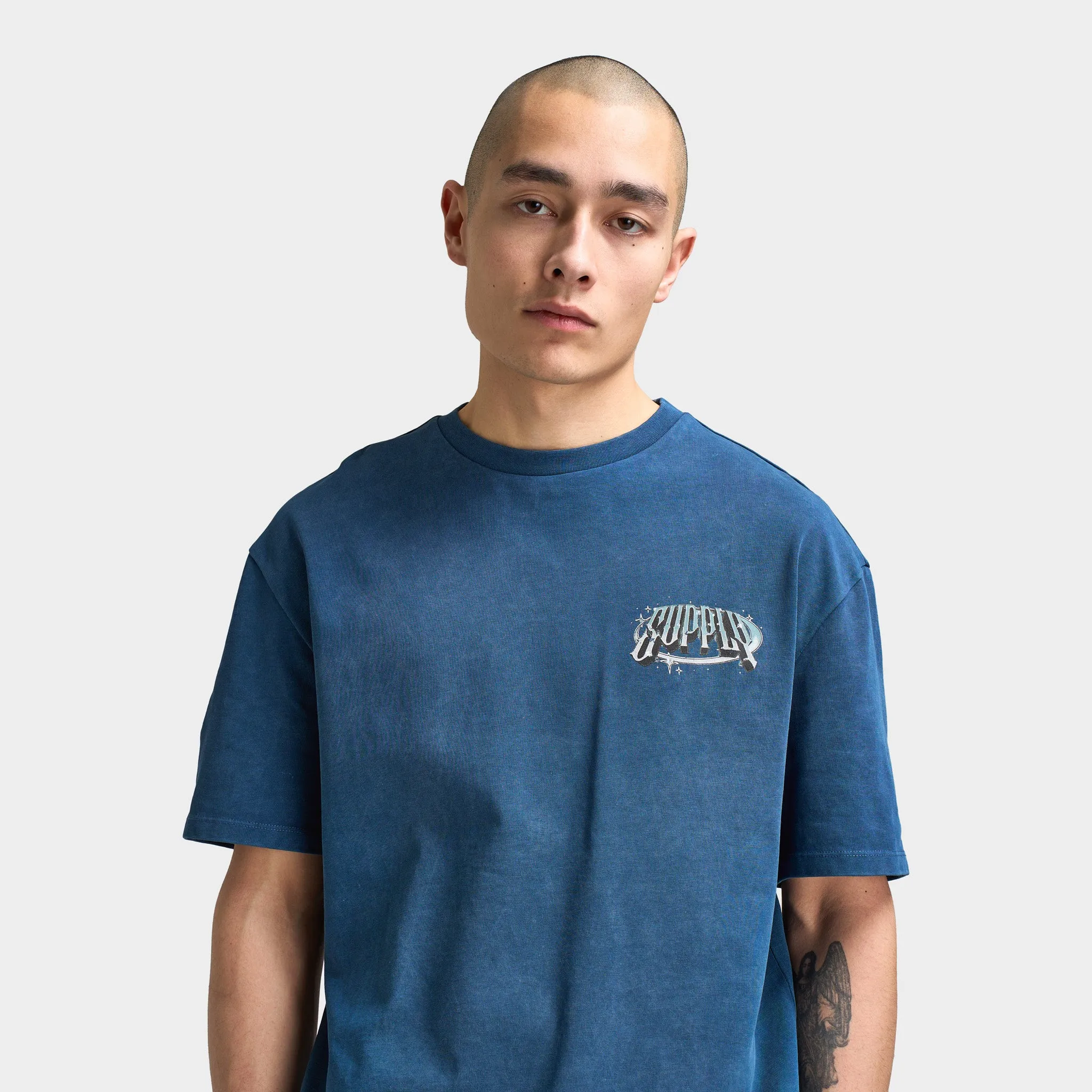 Supply & Demand Supply & Demand Chrome Star Graphic T-Shirt / Washed Dark Denim