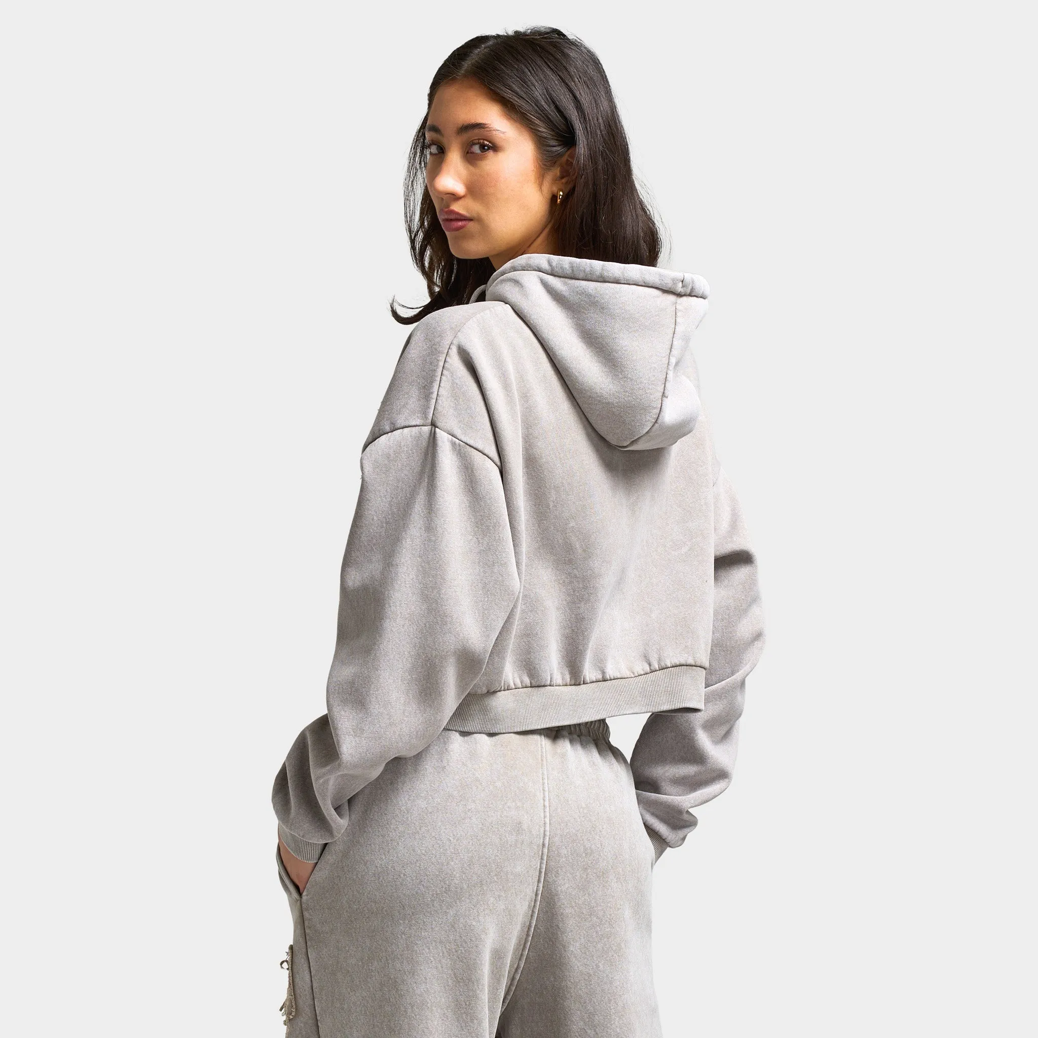 Supply & Demand Supply & Demand Women's Bleek Cropped Hoodie / Beige Acid Wash