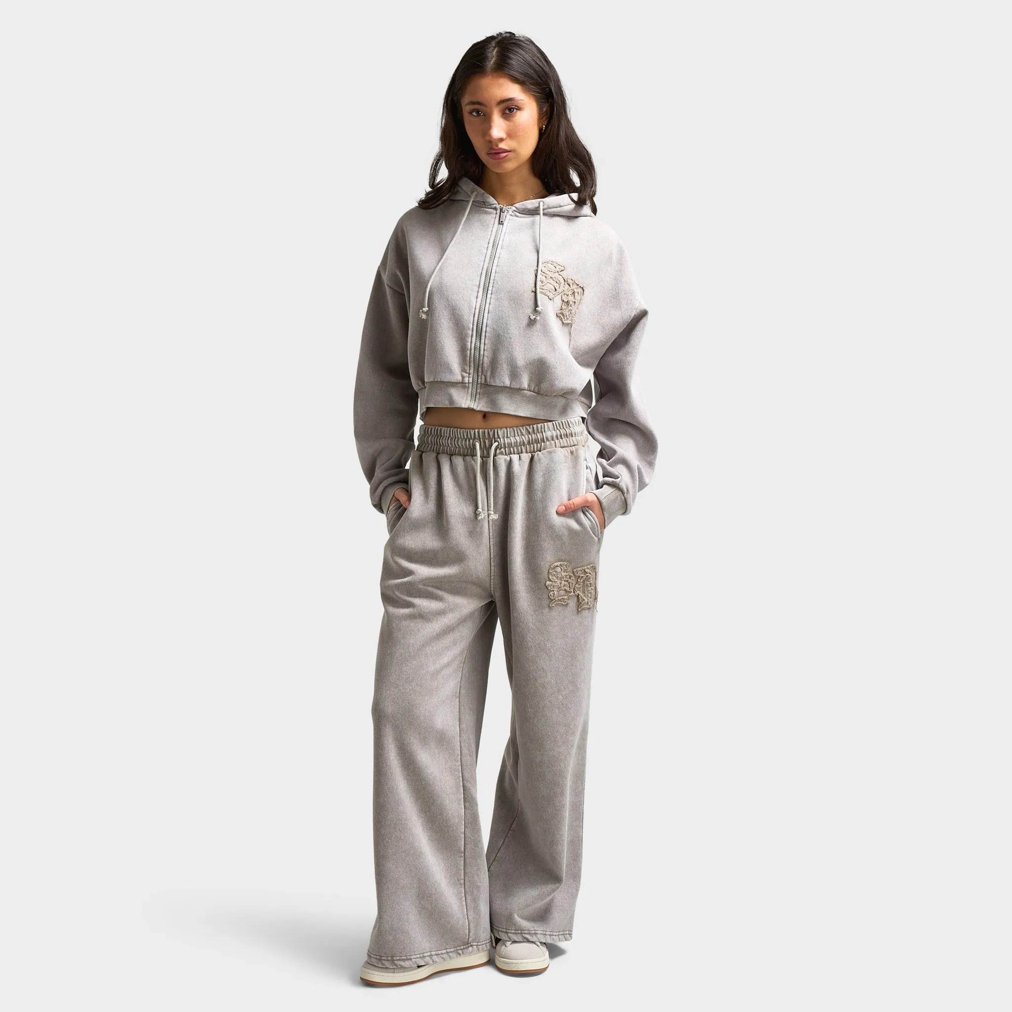 Supply & Demand Supply & Demand Women's Bleek Cropped Hoodie / Beige Acid Wash