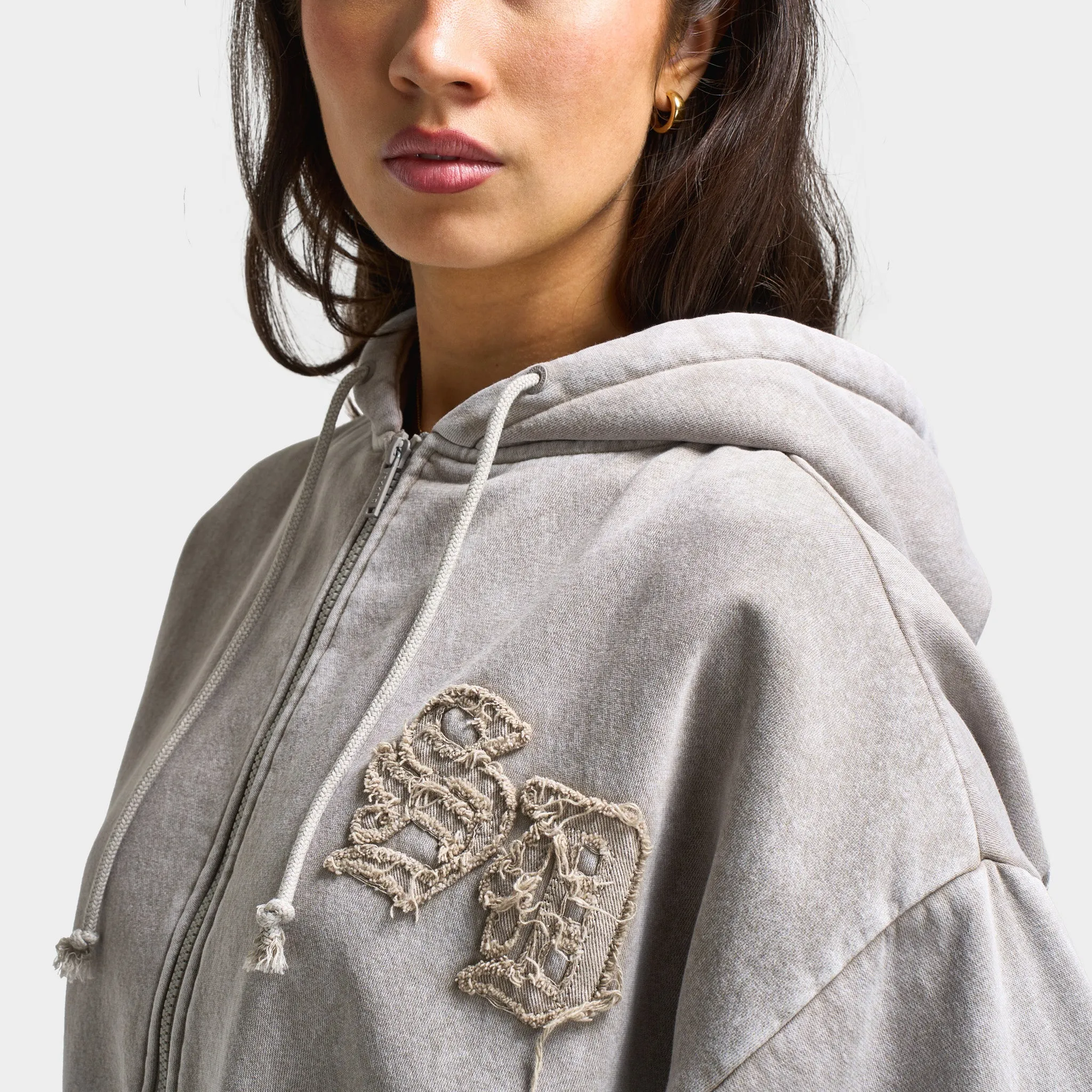 Supply & Demand Supply & Demand Women's Bleek Cropped Hoodie / Beige Acid Wash
