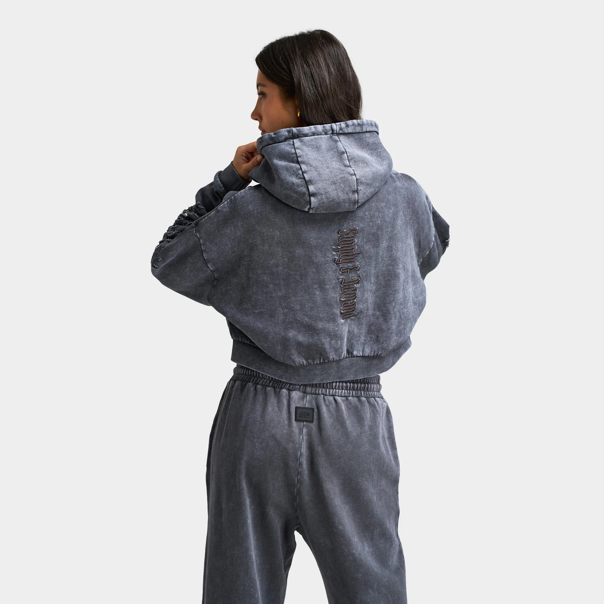 Supply & Demand Supply & Demand Women's Distress Full Zip Hoodie / Asphalt