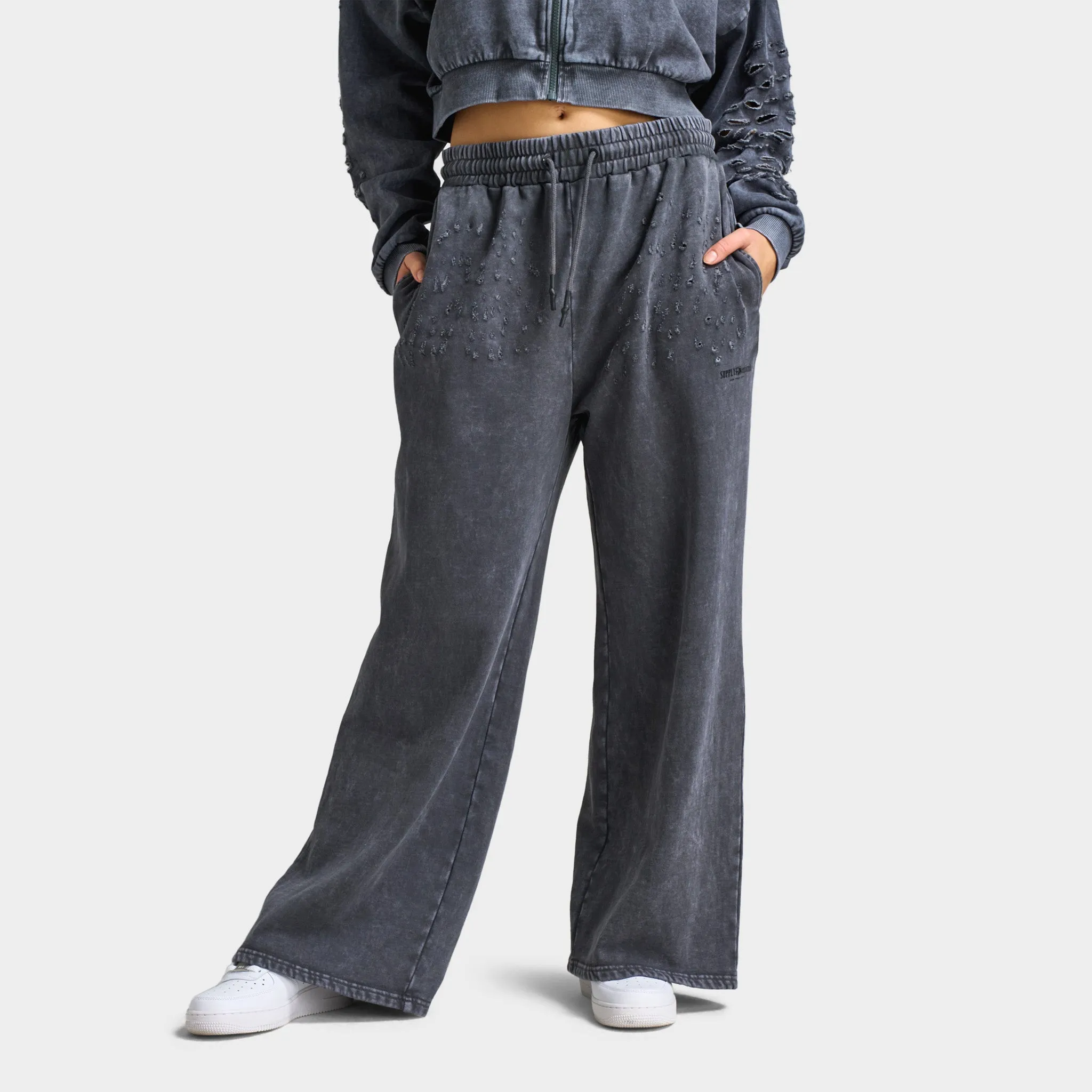 Supply & Demand Supply & Demand Women's Distress Wide Leg Pants / Asphalt