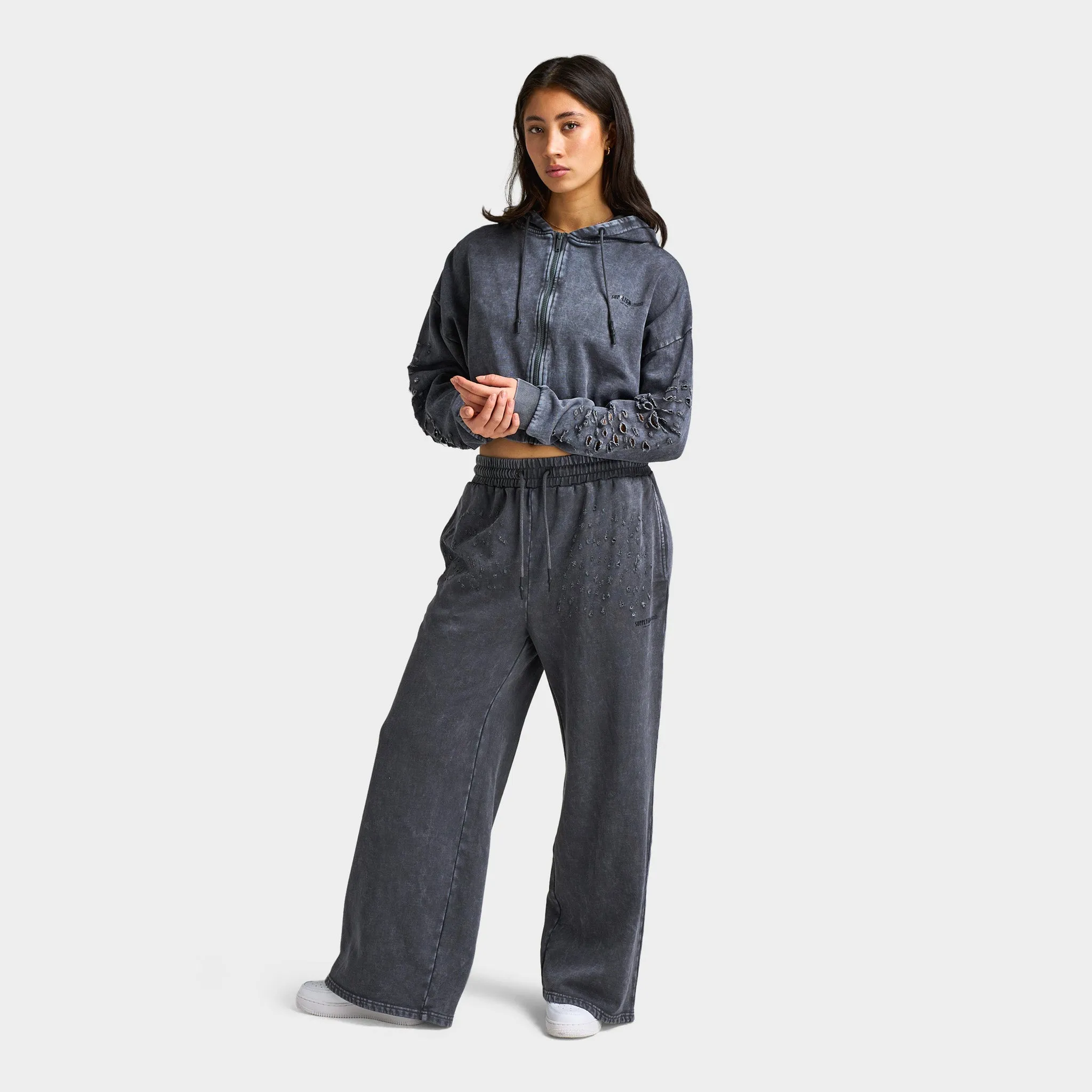 Supply & Demand Supply & Demand Women's Distress Wide Leg Pants / Asphalt