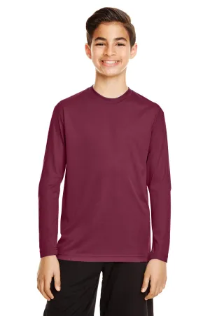 Team 365 Youth Zone Performance Moisture Wicking Long Sleeve Crewneck T-Shirt - Maroon