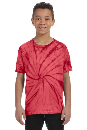 Tie-Dye Youth Short Sleeve Crewneck T-Shirt - Red