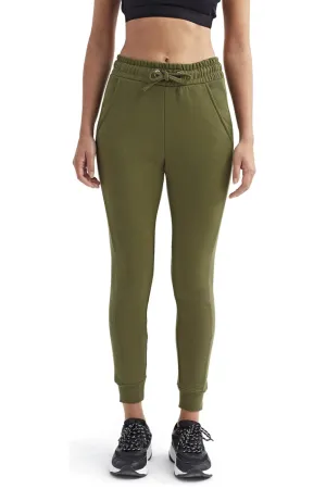 TriDri Womens Maria Fitted Jogger Sweatpants w/ Pockets - Olive Green - Closeout