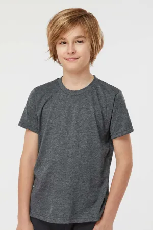 Tultex Youth Poly-Rich Short Sleeve Crewneck T-Shirt - Heather Charcoal Grey