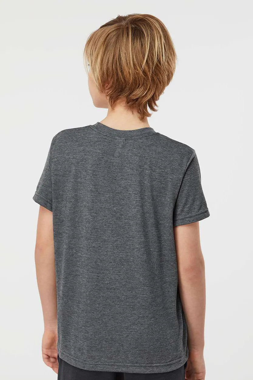 Tultex Youth Poly-Rich Short Sleeve Crewneck T-Shirt - Heather Charcoal Grey