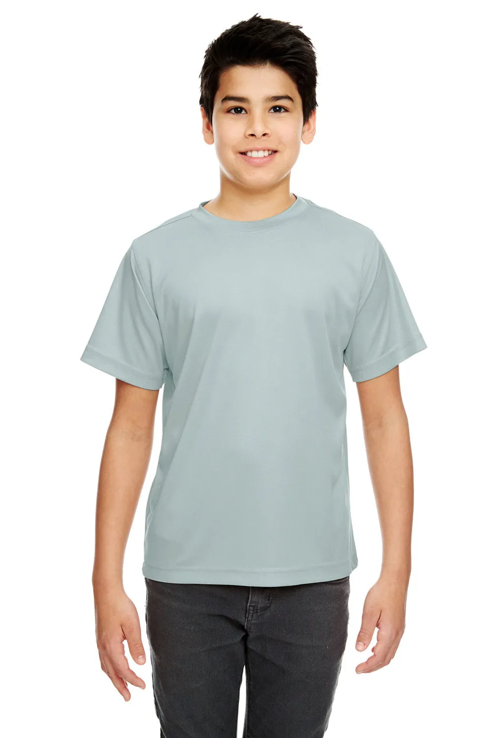 UltraClub Youth Cool & Dry Performance Moisture Wicking Short Sleeve Crewneck T-Shirt - Grey
