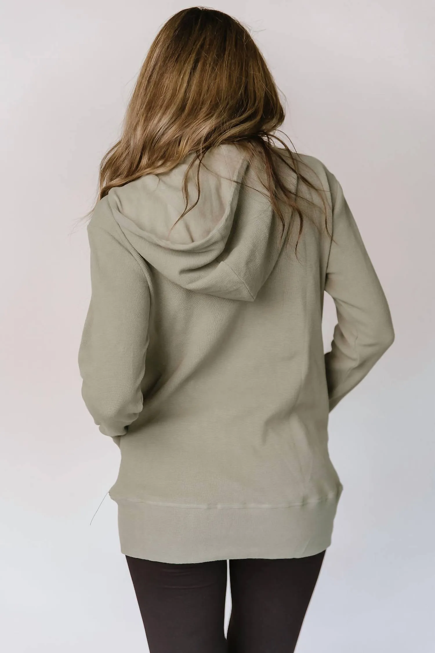Waffle Knit Fullzip Hoodie In Willow