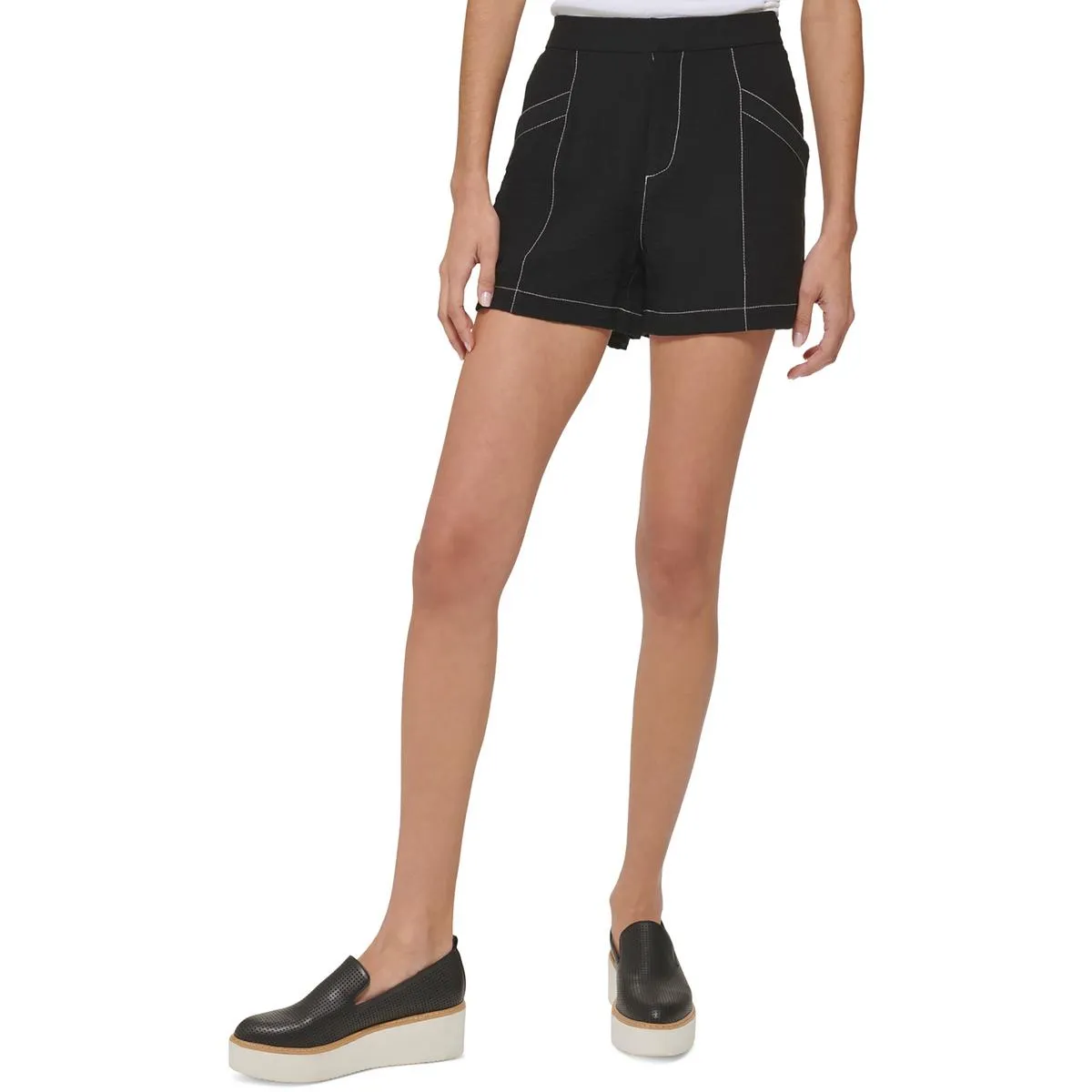 Womens High Rise Stitch Casual Shorts