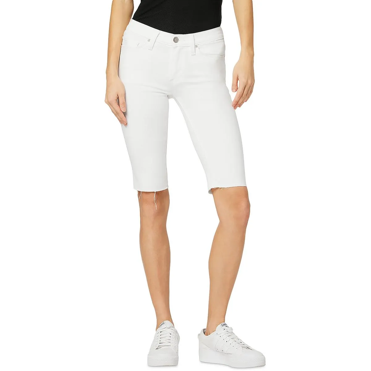 Womens Knee Mid Rise Cutoff Shorts