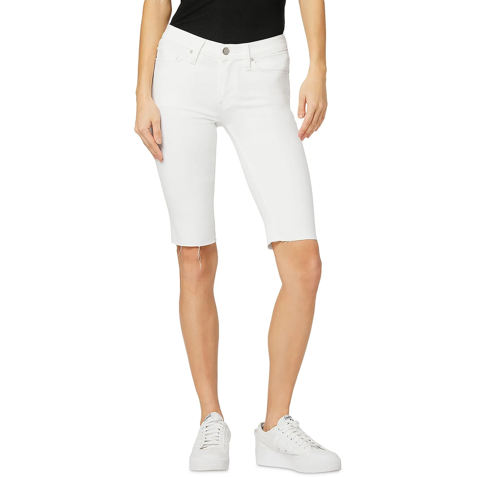 Womens Knee Mid Rise Cutoff Shorts