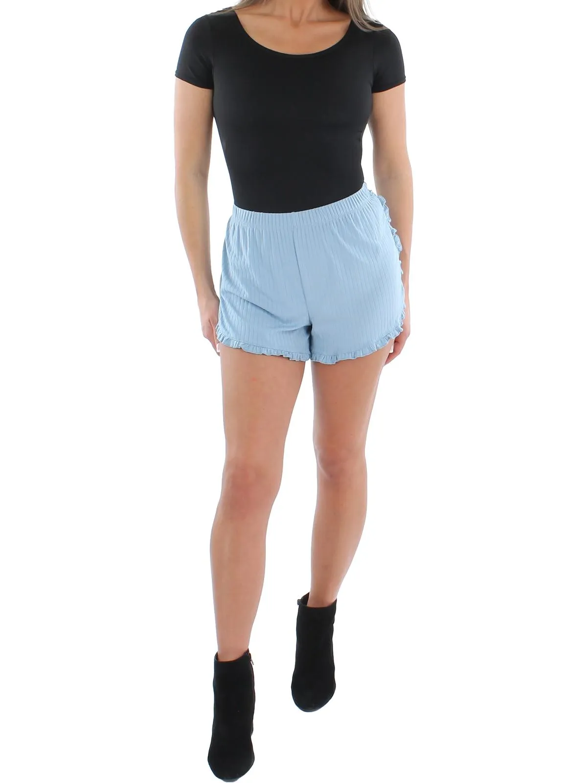 Womens Ribbed Lace Up Shorts