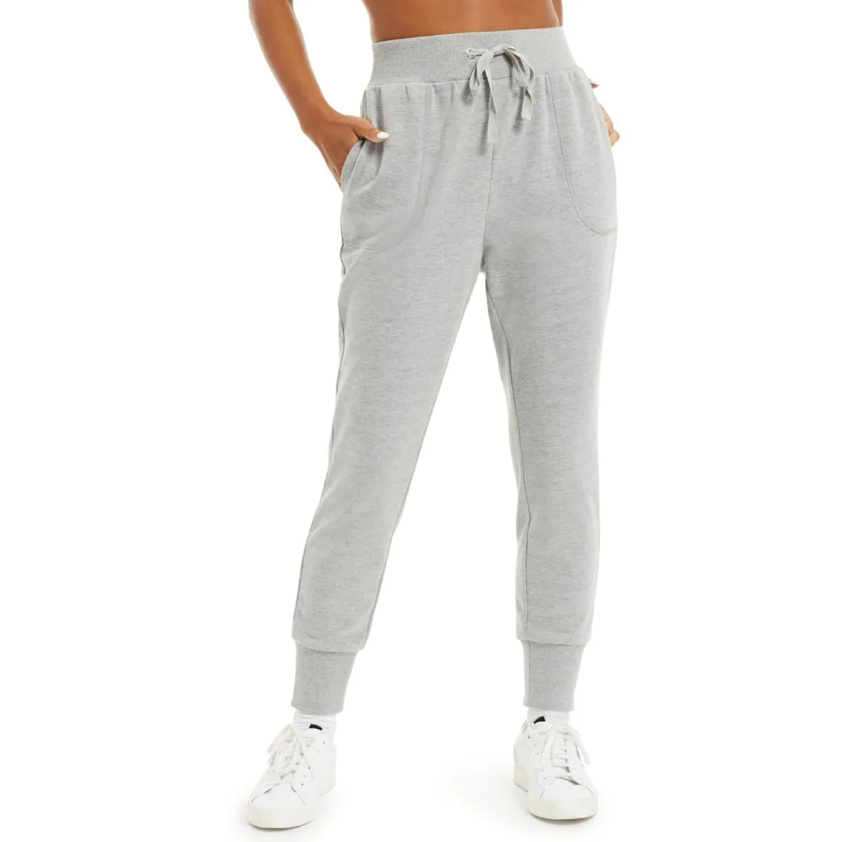 Womens Ribbed Trim Drawstring Jogger Pants
