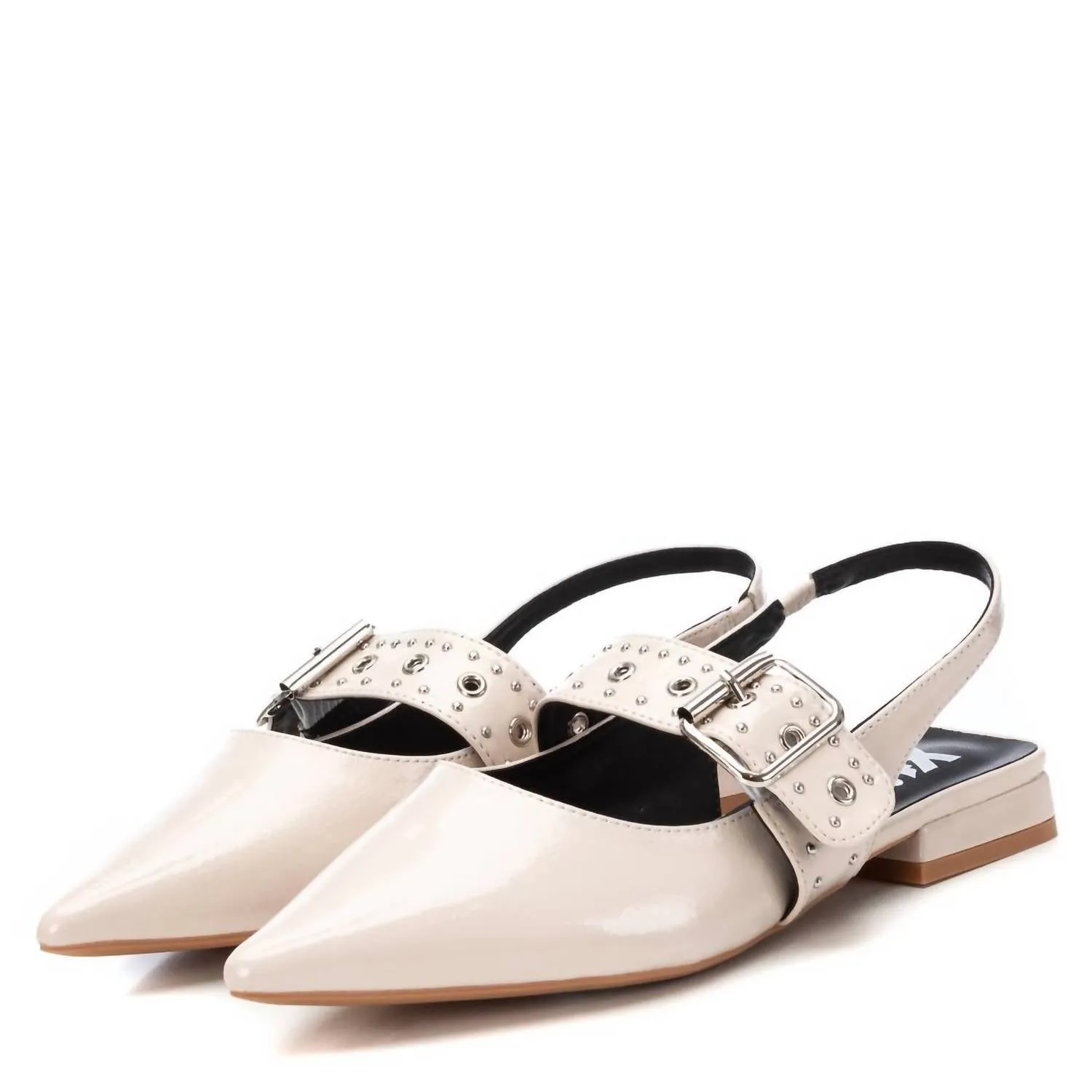Women's Slingback Flat Shoes In Beige
