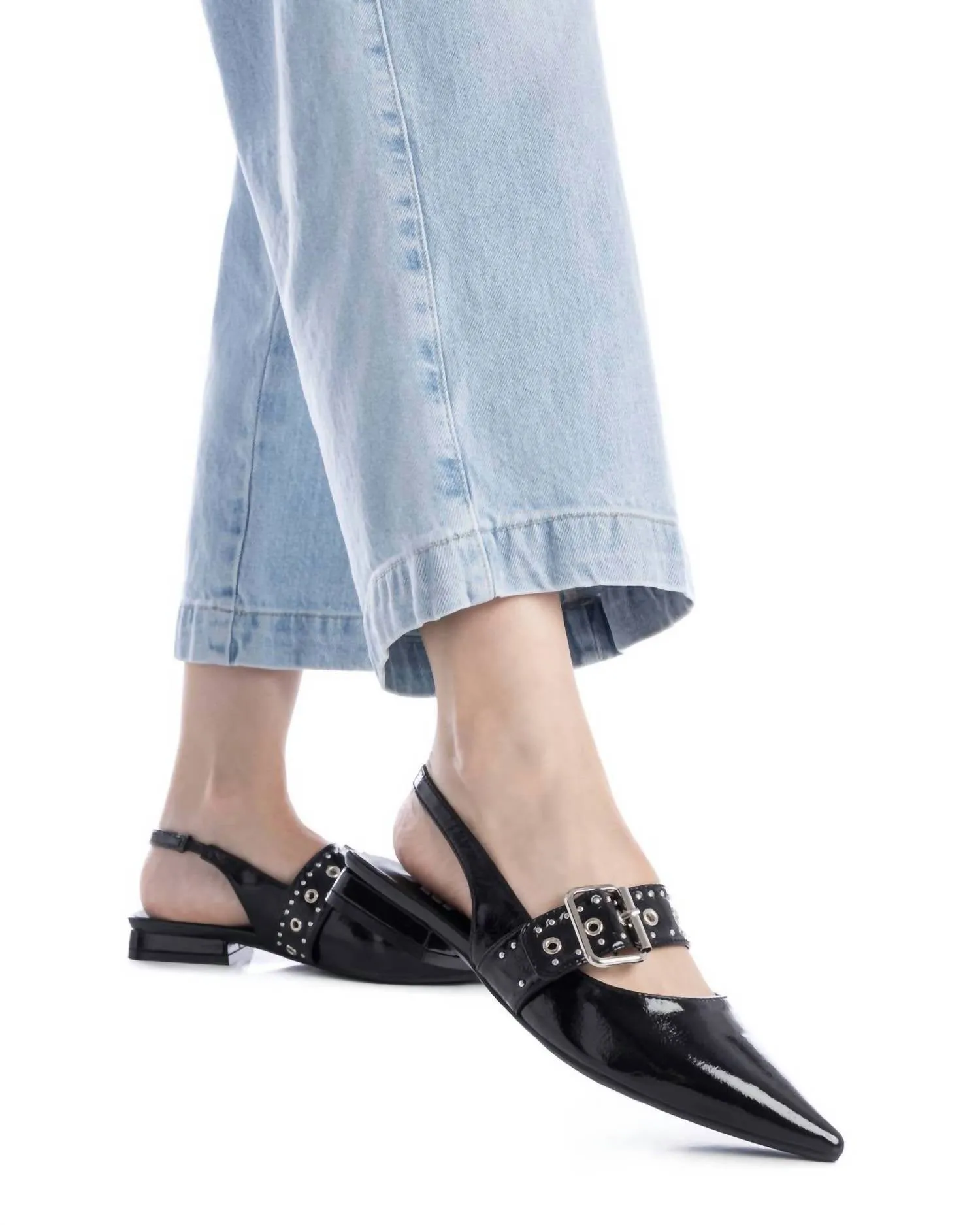Women's Slingback Flat Shoes In Black