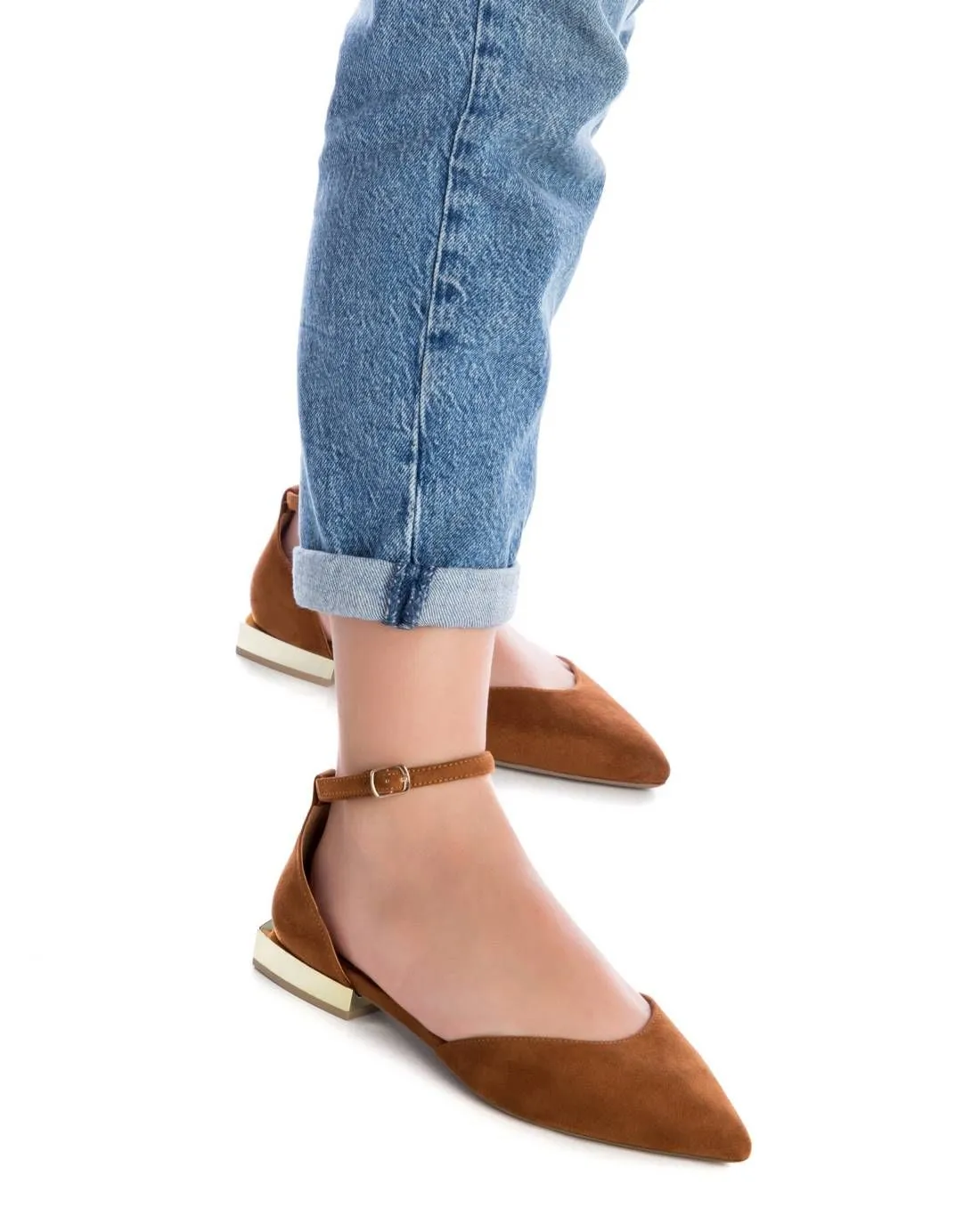 Women's Suede Pointy Toe Ballet Flats By XTI_