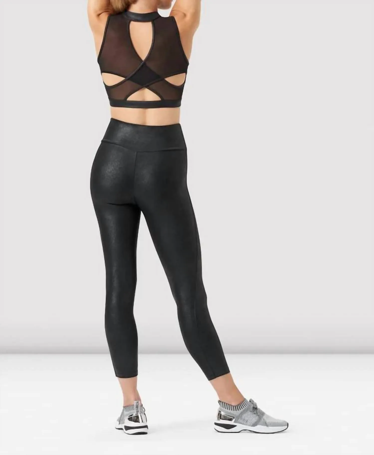 Zola Zip Front Leather Look Crop Top In Black